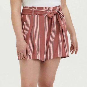 Torrid Rose Pink Stripe Tie Front Shorts